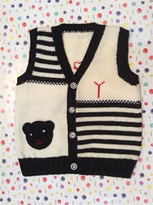 手工编织羊毛线衣动物图案背心宝宝毛衣线衫/儿童外套/童装