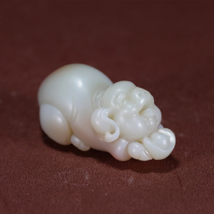 新疆和田玉籽料白玉羊脂玉精品玉石挂件发财猪生肖猪西枫玉雕