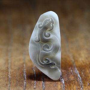 结缘新疆和田玉籽料白玉羊脂玉精品玉石挂件仿古龙牌籽玉西枫玉雕