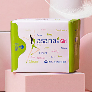 加拿大原装进口asana阿莎娜超薄护翼棉面迷你卫生巾180cm20片正品