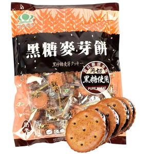 台湾生产正宗品昇升田黑糖麦芽饼干500g袋奶素进口咸蛋黄夹心零食