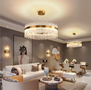 轻奢客厅水晶灯现代圆形豪华简约LED卧室灯2021新款套餐组合吊灯