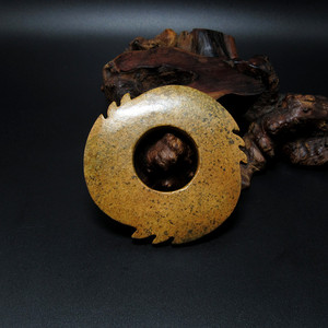 高古玉老玉收藏龙山文化鸡骨白局部黑漆骨玉璇玑玉牙璧玉佩玉挂饰