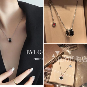 正品bvlgari宝格丽项链慈善款黑陶瓷925银锁骨链女情侣款小红人