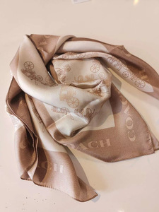 coach蔻驰专柜马车丝巾桑蚕丝方巾秋冬百搭披肩包包绑带