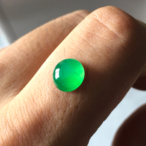 仕玉轩天然缅甸翡翠a货冰种满绿木那阳绿蛋面戒面镶嵌女戒指精品