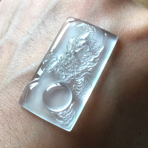 仕玉轩天然缅甸翡翠a货玻璃种龙牌镶嵌男女玉吊坠高货收藏级精品