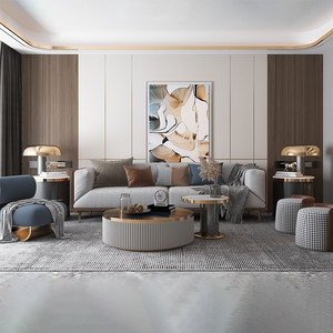 武汉现代简约环保定制客厅沙发背景墙木饰面板轻奢电视墙饰面板