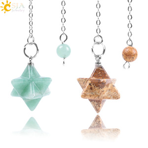 天然水晶石头梅尔卡巴灵摆经典饰品便携吊坠冥想挂摆件六芒星饰品