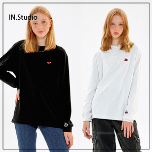 instudio20秋韩国设计师品牌kirsh正品新款迷你樱桃刺绣长袖t恤