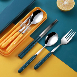 勺子筷子叉子套装勺叉筷不锈钢家用便携陶瓷可爱学生旅行餐具儿童