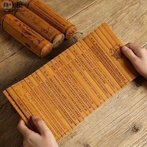 竹简书阴刻卷轴论语三字经道德经三十六计中国风复古表演道具儿童