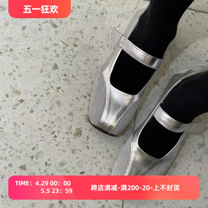 2024年春季新款韩版小众设计时尚玛丽珍浅口单鞋真皮魔术贴女鞋