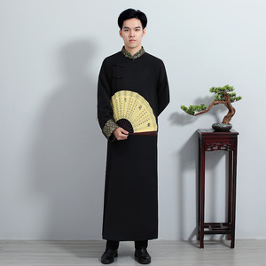 民国风男士古装大褂中式婚礼伴郎服装立领长衫古风相声服长袍马褂
