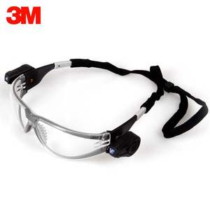3M 11356防护眼镜带灯防冲击亮度可调节防紫外线双摄灯防雾护目镜