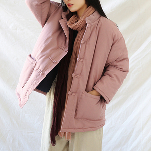 棉麻外套女冬夹棉