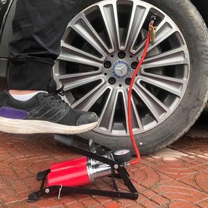 车载充气泵打气泵轮胎汽车用打气筒带压力表脚踏电动车便携式车用