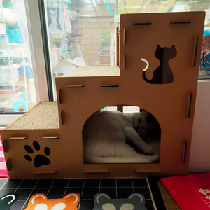 瓦楞纸猫窝一体超大号猫咪纸箱房子猫屋幼猫睡觉的安全感双层猫床
