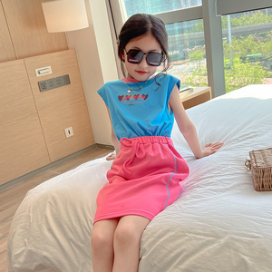 女童夏装网红时尚套装儿童夏季可爱洋气套裙小女孩短袖裙子两件套