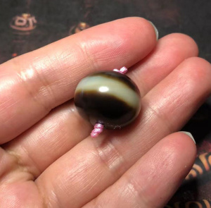 西藏天珠良品天珠药师珠红朱砂大尺寸长19mm