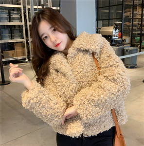 卷羊毛羊羔毛外套卷卷毛泰迪卷女短款上衣秋冬短女装小个子矮个子