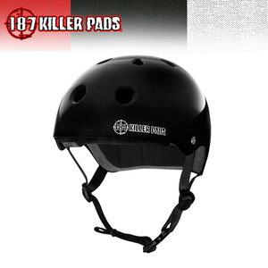 美国187Killerpads头盔护具 亮黑 滑板长板轮滑BMX自行车头盔