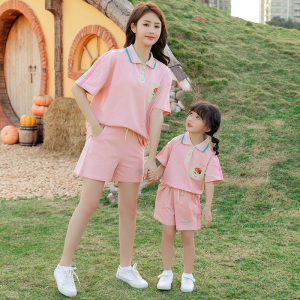 高端炸街亲子装母女装2022新款潮网红洋气夏天女童短袖t恤套装
