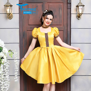 2021夏季新疆民族风刺绣方领公主裙艾特莱斯服装新疆衣服