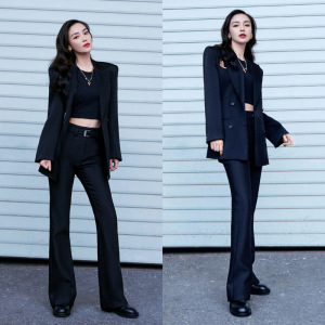 王牌对王牌6杨颖baby同款正装韩版黑色小西装外套直筒西服西长裤