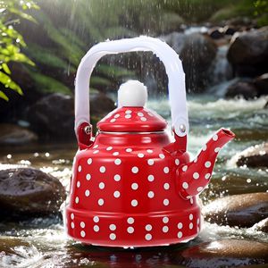 红色茶壶出口土耳其珐琅搪瓷茶壶花茶咖啡家用露营山河冒险家同款