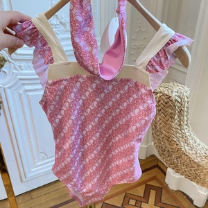 包税法国代购chloe蔻依童装 22春夏新款 女童logo图标连体泳衣