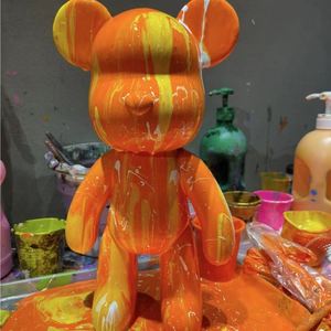 网红流体熊存钱罐彩绘树脂白坯储物柜暴力抖音生日液体储蓄罐丙烯