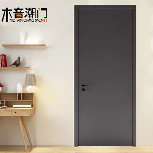 木门室内门套装门烤漆灰色北欧风卧室门房间门大门多层实木烤漆门