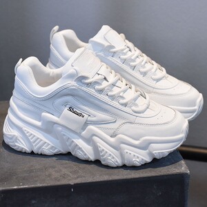 白色显脚小老爹鞋女2022年春秋新款时尚百搭厚底轻便舒适运动鞋子