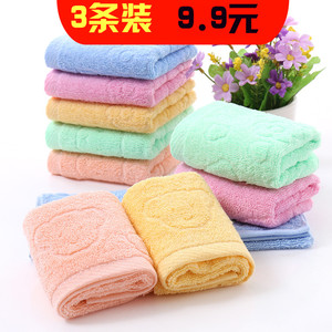 3条装全棉儿童洗脸小毛巾长方形童巾幼儿园宝宝面巾家用洗脸纯棉