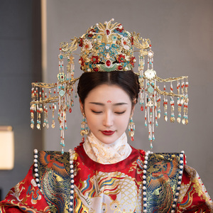 中式新娘发饰宋制礼服凤冠霞帔大凤冠明制唐制古装婚礼秀禾服头饰