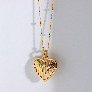 晨诺珠宝 18k金爱心吊坠 双面佩戴拉丝饱满心形项链素金心形挂坠