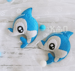 不织布diy手工卡通布艺海豚玩偶胸针钥匙扣幼儿园儿童作业成品出
