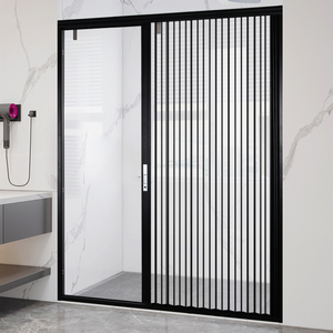 优诗曼免打孔玻璃透明折叠防水卫生间淋浴室厨房隐形空调隔断移门