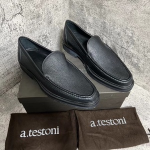 testoni 铁狮东尼 男士休闲皮鞋,全牛皮黑色,质感超棒,意大