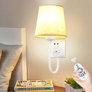 不用接线的遥控卧室插电壁灯插座式免接线床头灯墙灯可调光台灯