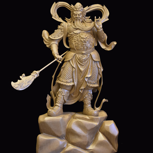 关公木雕关二爷神像家居摆件武财神开业招财礼品客厅关圣帝君摆设