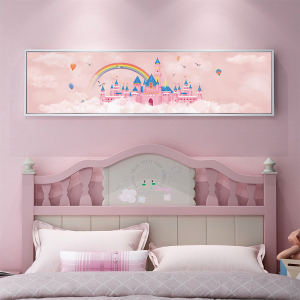 公主房卡通城堡装饰画可爱粉色儿童房挂画女孩房间卧室床头墙壁画