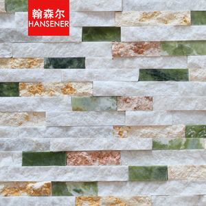 翰森尔简约现代别墅外墙瓷砖天然文化石材斑点混搭纯白金碧石英石