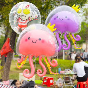 水母章鱼气球泡泡球双层球中球透明卡通奥特曼飘空儿童生日装饰