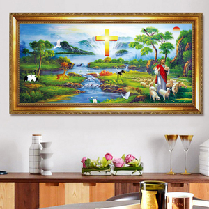 00山水如画9070淘宝十字架圣人上帝画像图客厅中堂墙贴壁纸耶酥基