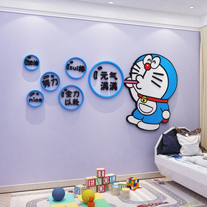 哆啦a梦墙纸欢迎回家门贴装饰电梯儿童房间布置网红卧室墙面背景28人