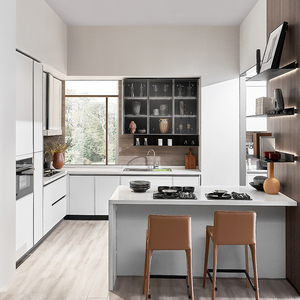 皮阿诺定制橱柜西厨橱柜岛台柜整体厨房一体化灶台柜石英石台面