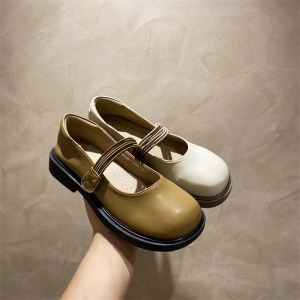 文艺少女jk日系英伦风厚底复古法式圆头松紧带玛丽珍小皮鞋女夏款