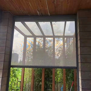 电动防风雨卷帘遮阳防晒隔热户外阳光房凉亭防蚊阳台智能升降窗帘